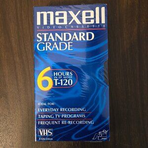 Maxell T-120 Standard Grade VHS Tape Sealed
